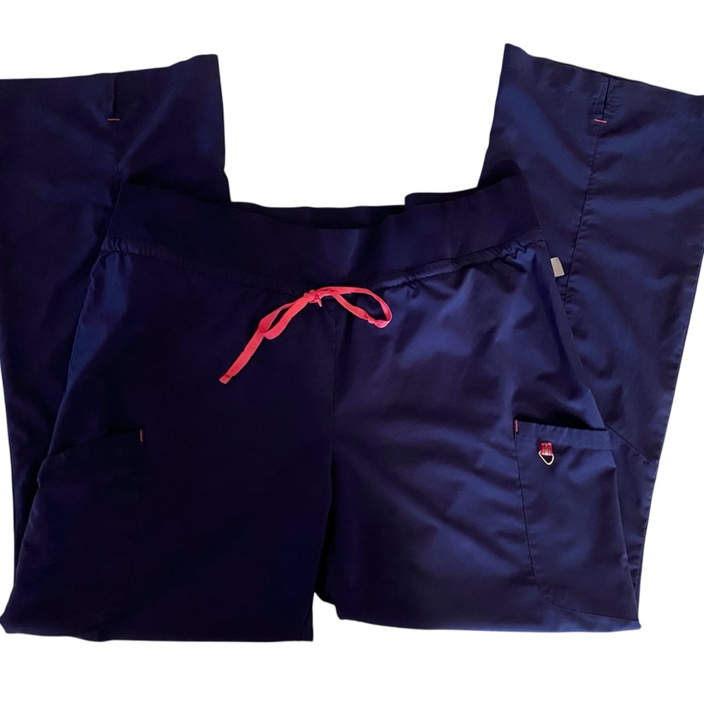 Cherokee  Blue Scrub Pants with pink  Drawstring XL